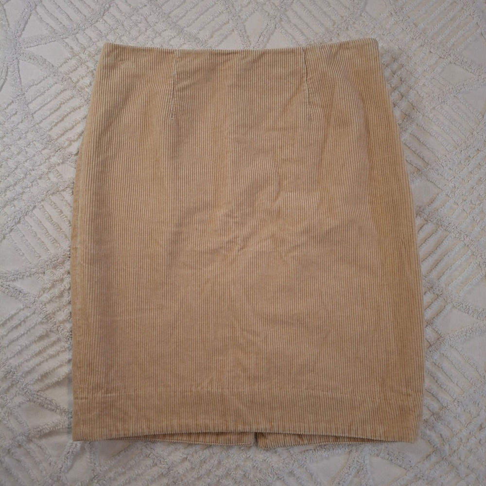 Maeve Womens 6 Pencil Skirt Tan Corduroy Cotton Back Slit Side Zip Anthropologie